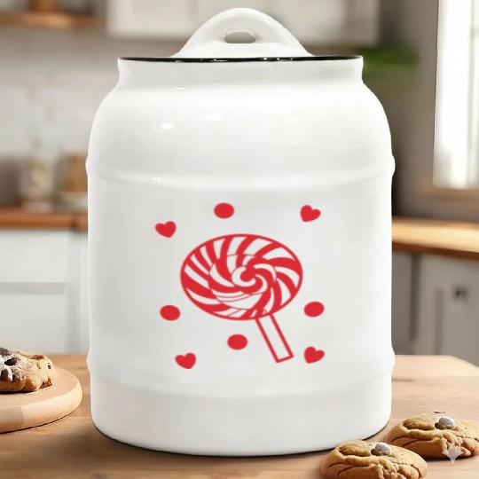 cute red candy sweet lollipop lover Ceramic Cookie Jars