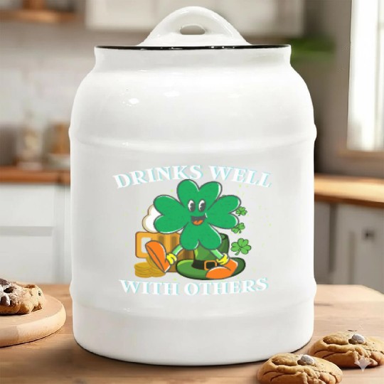 Drinks Well With Others St. Patrick's DayT-Ceramic Cookie Jars
