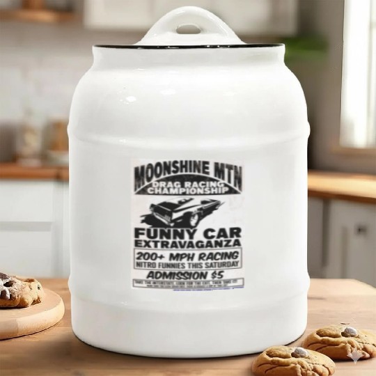 Vintage Hot Rod Classic Drag Racing Poster Ceramic Cookie Jars