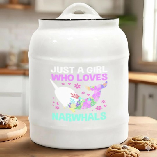 Just A Girl Who Loves Narwhals Sea Unicorn Narwhal Ceramic Cookie Jars