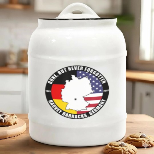 Gone But Never Forgotten Harvey Barracks Germany Ceramic Cookie Jars