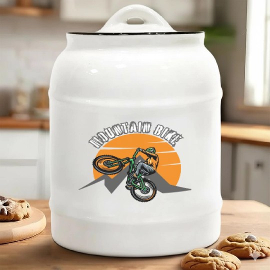mountain,motorcycle,trail bike Ceramic Cookie Jars