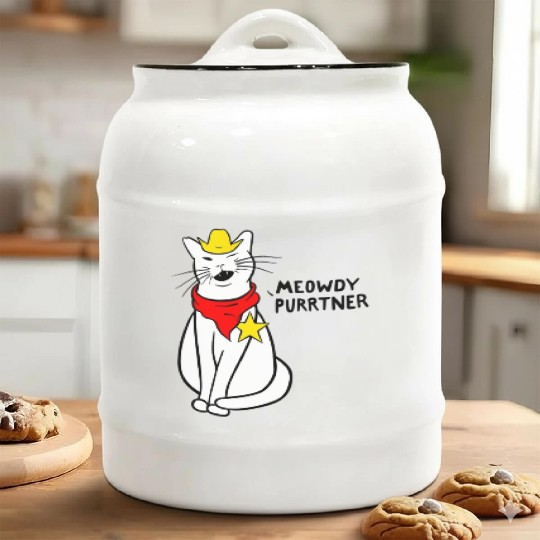 meowdy cat partner Ceramic Cookie Jars