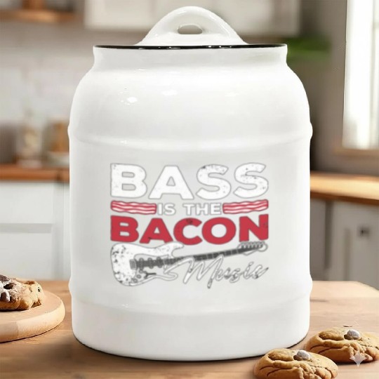 Bass Guitar Bass Is The Bacon Music Guitar Player Ceramic Cookie Jars