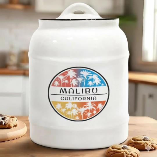 Malibu California Palm Tree Stylish Vacation Ceramic Cookie Jars