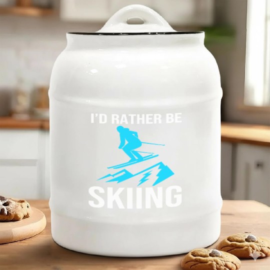 Skier Ski Lover Id Rather Be Skiing Ceramic Cookie Jars