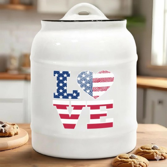 Usa Love USA Flag Ceramic Cookie Jars