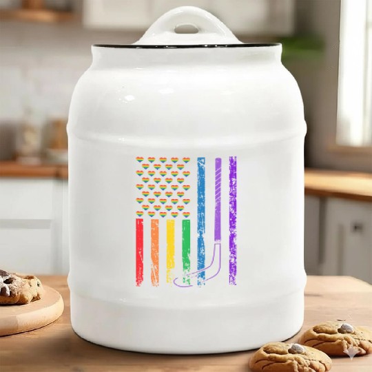 American Sports Flag Rainbow LGBT Pride Month Ice Ceramic Cookie Jars