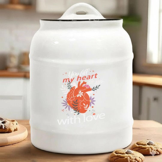 You Fill My Heart With Love Beautiful Valentine Ceramic Cookie Jars