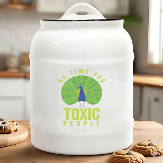 Peacock Positivity Peacock Fan Toxic People Nature Ceramic Cookie Jars