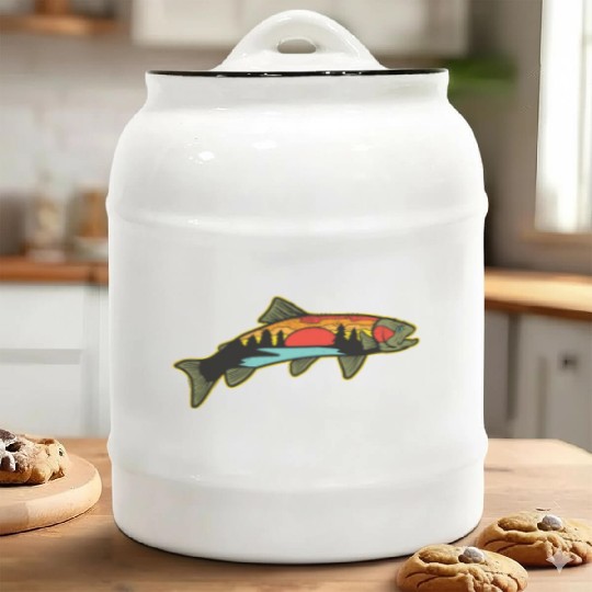 Trout Fishing Angler Nature Trout Bass Ceramic Cookie Jars