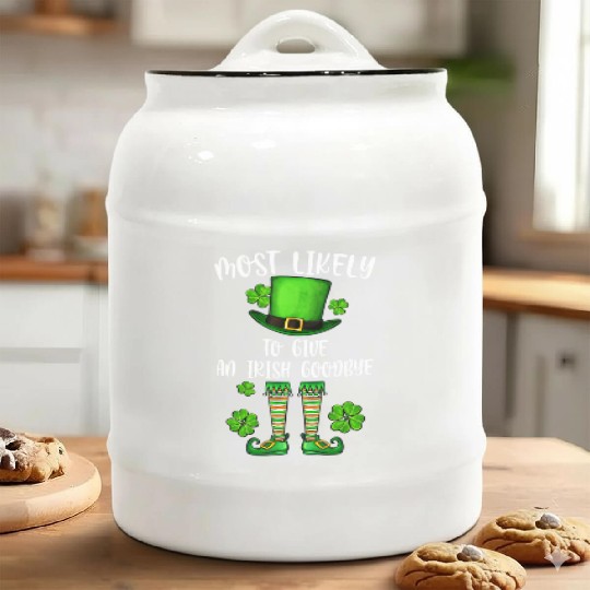Irish Shamrock St Patricks Cow Ceramic Cookie Jars