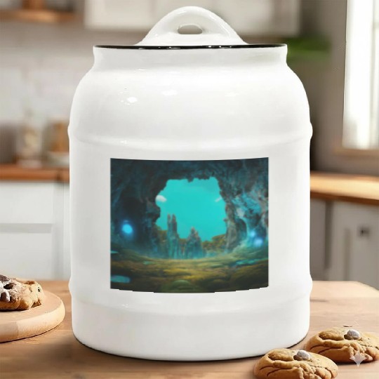 Bioluminescent Underground Landscapes Ceramic Cookie Jars