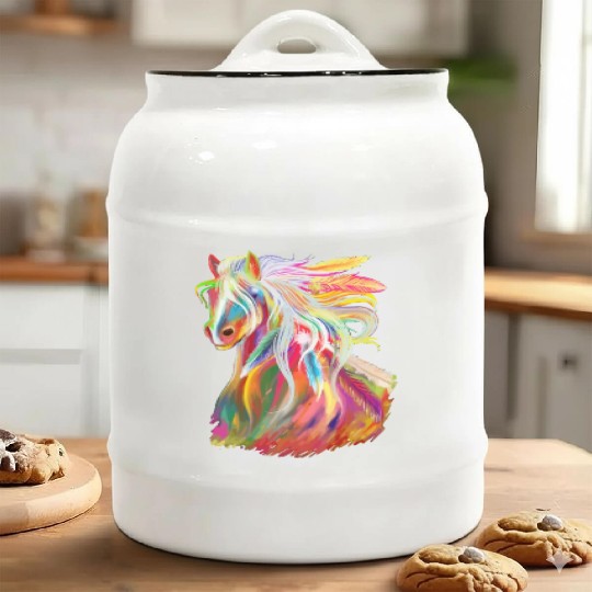 Horse Head Watercolor Equestrianhorse for girlswat Ceramic Cookie Jars