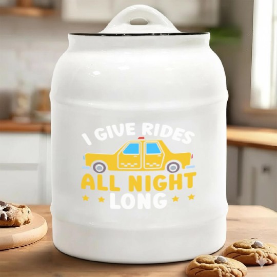 I Give Rides All Night Long Taxi Taxicab Cab Ceramic Cookie Jars