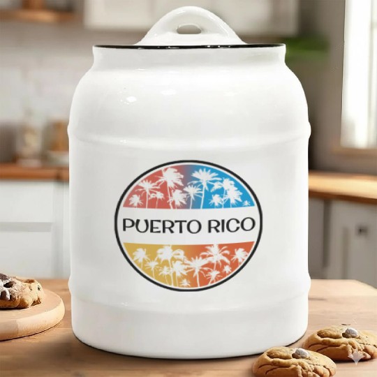 Puerto Rico Palm Tree Stylish Vacation Souvenir Ceramic Cookie Jars