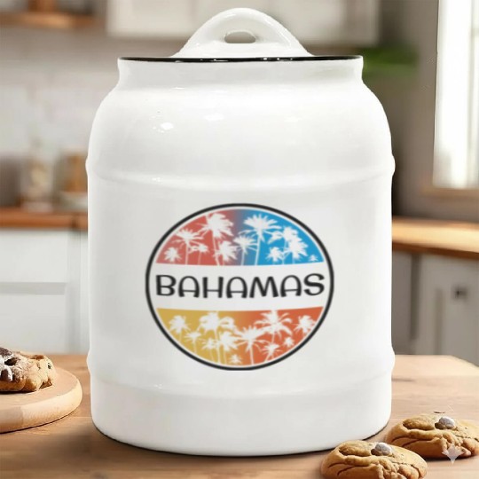 Bahamas Palm Tree Stylish Vacation Souvenir Ceramic Cookie Jars