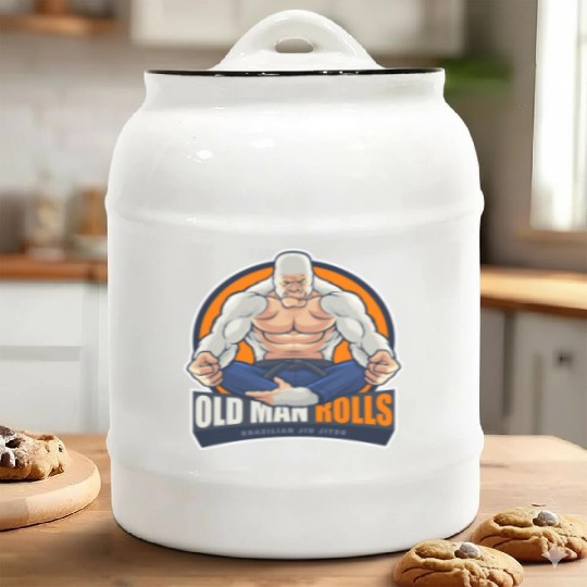 Old Man Rolls Gorilla Jiu Jitsu Fighter Ceramic Cookie Jars