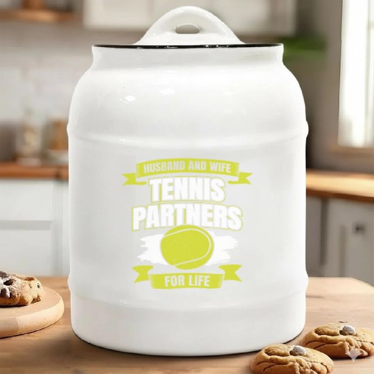 Husband And Wife Tennis Partners For Life Ceramic Cookie Jars