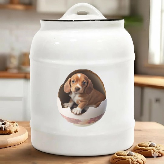 New Dog In The Egg Anubis japanese Sakura Ceramic Cookie Jars