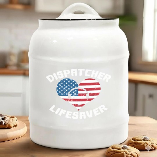 Dispatcher Us Flag Ceramic Cookie Jars