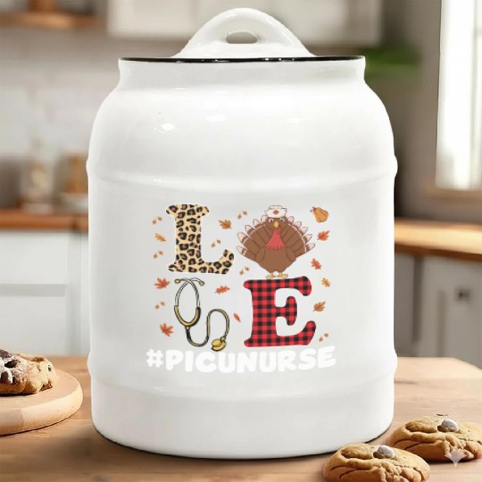 Cute PICU Nurse Thanksgiving Costume Ceramic Cookie Jars