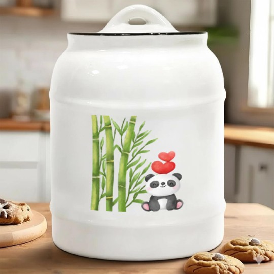 Bamboo Panda Ceramic Cookie Jars