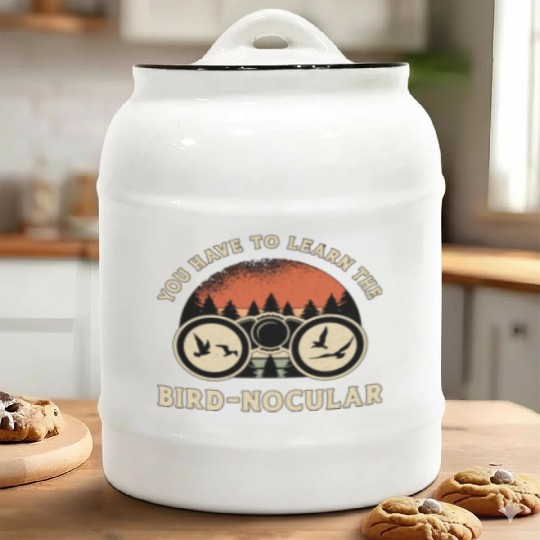 Bird Watching The Bird Nocular Retro Bird Watcher Ceramic Cookie Jars