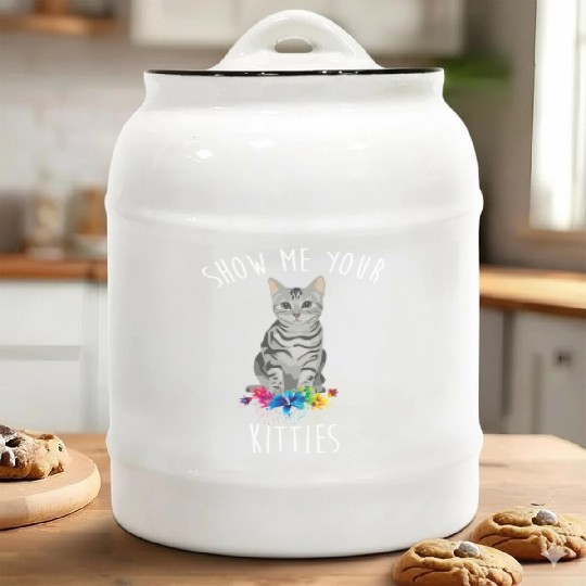 Show Me Your Kitties Flower Cat Lovers Mothers Day Ceramic Cookie Jars