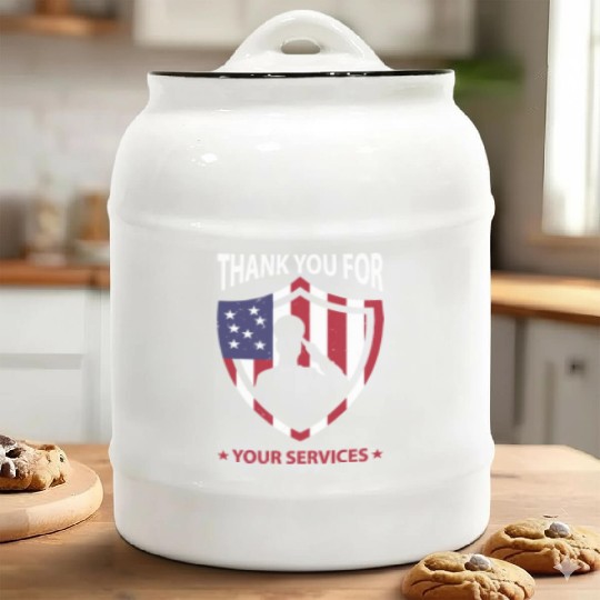 Thank you for your services Patriotic - veterans Ceramic Cookie Jars