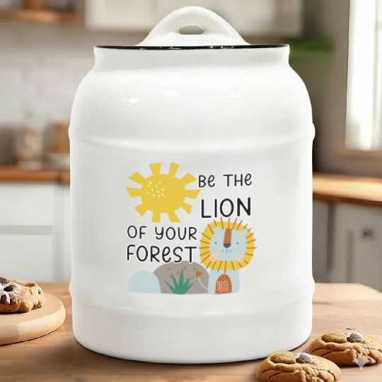 Be the lion in your forest cute lion with sun Ceramic Cookie Jars
