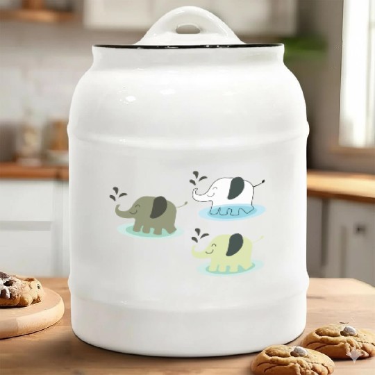 Three elephants spraying water Ceramic Cookie Jars