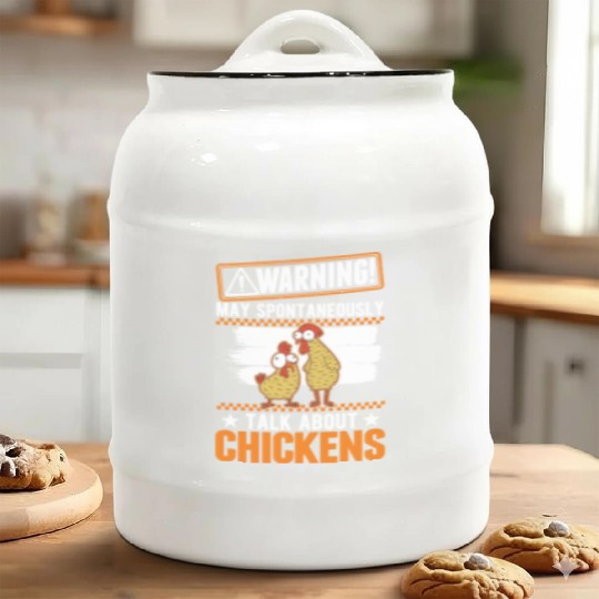 Warning Chickens Farmer Chicken Ceramic Cookie Jars