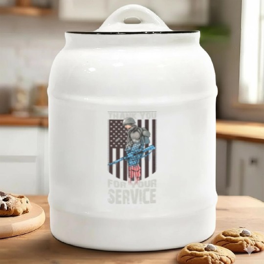 Thank You For Your Service Veteran US Flag Veteran Ceramic Cookie Jars