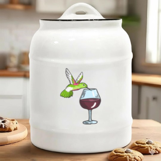Hummingbird Drinking Wine Birdwatching Hummingbird Ceramic Cookie Jars