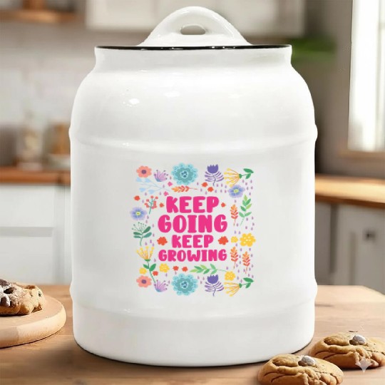 Keep Going Keep Growing Spring Gardener Gardening Ceramic Cookie Jars