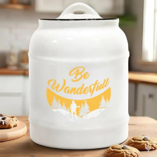 Wanderlust Be Wanderfull Mountain Fan Hiking Ceramic Cookie Jars