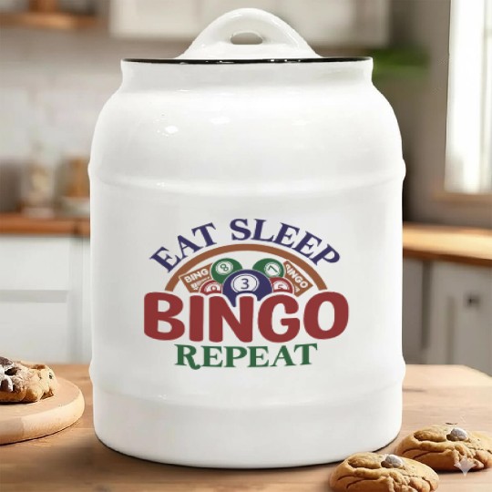 Bingo Card Game Grandma Bingo Player Bingo Cards Ceramic Cookie Jars