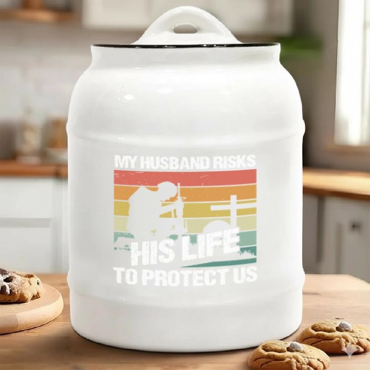 Soldier husband risks his life military army Ceramic Cookie Jars