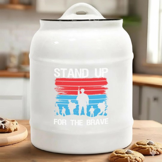 Soldier stand up for brave military army veteran Ceramic Cookie Jars