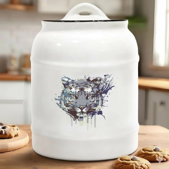 Tiger head artwork design Ceramic Cookie Jars