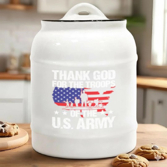 Soldier thank god for troops of us army military Ceramic Cookie Jars