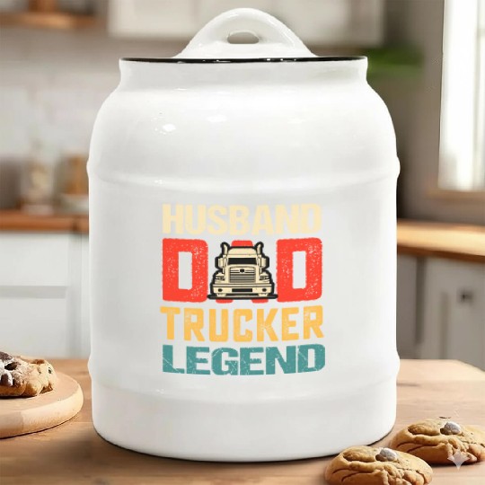 Husband Dad Trucker Legend Truck Driver Ceramic Cookie Jars