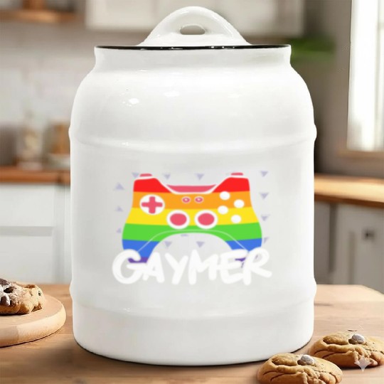 Gaymer Video Game Rainbow Pride Month LGBTQ Gay Ceramic Cookie Jars