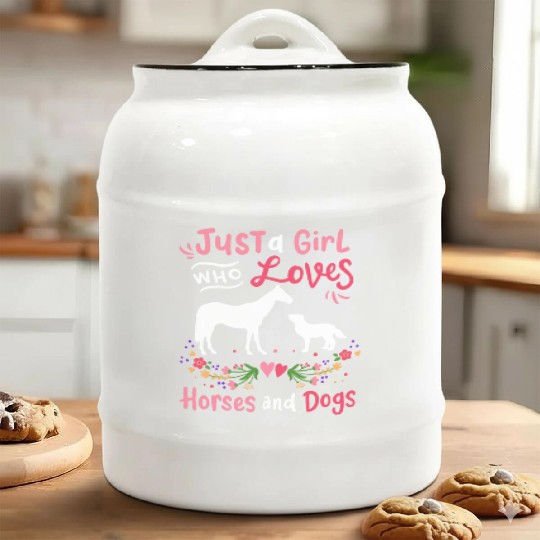 Horse Dog Horse Lover Dog Lover Ceramic Cookie Jars
