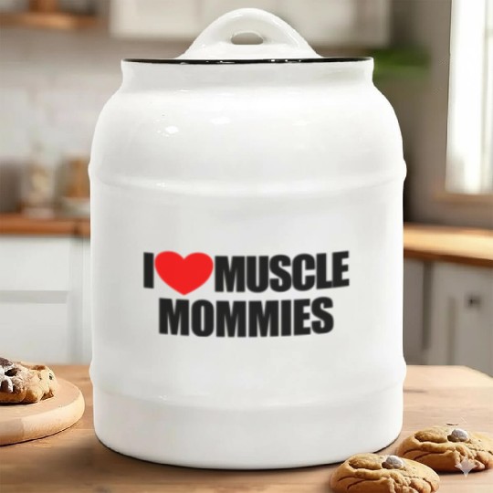 I Love Muscle Mommies Red Heart Muscle Mommies Ceramic Cookie Jars