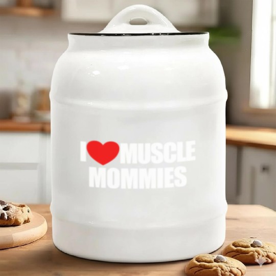 I Love Muscle Mommies Red Heart Muscle Mommies Ceramic Cookie Jars
