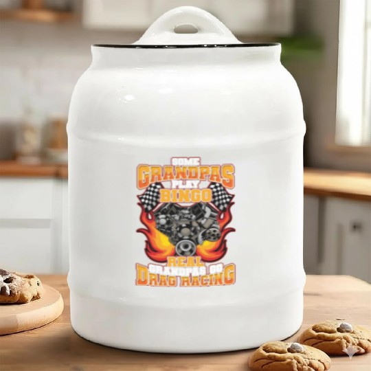 Drag Racing Grandpa Ceramic Cookie Jars