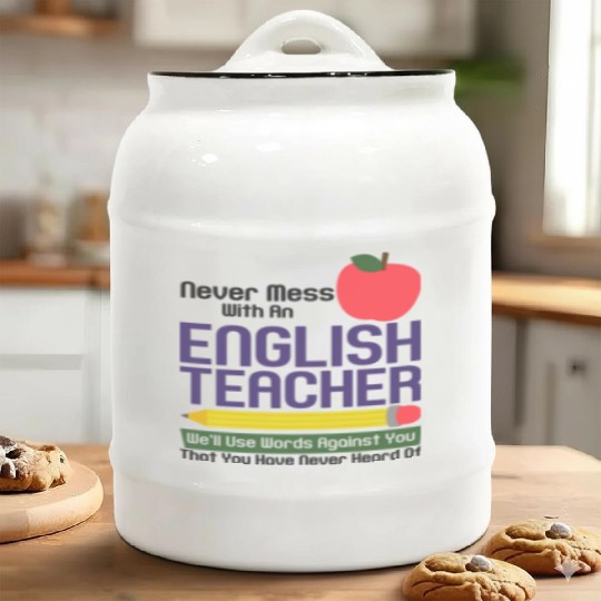 English Teacher Reading Books Vocabulary Grammar Ceramic Cookie Jars