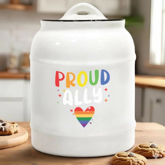 Proud Ally Gay Rights Rainbow Pride Month LGBTQ Ceramic Cookie Jars